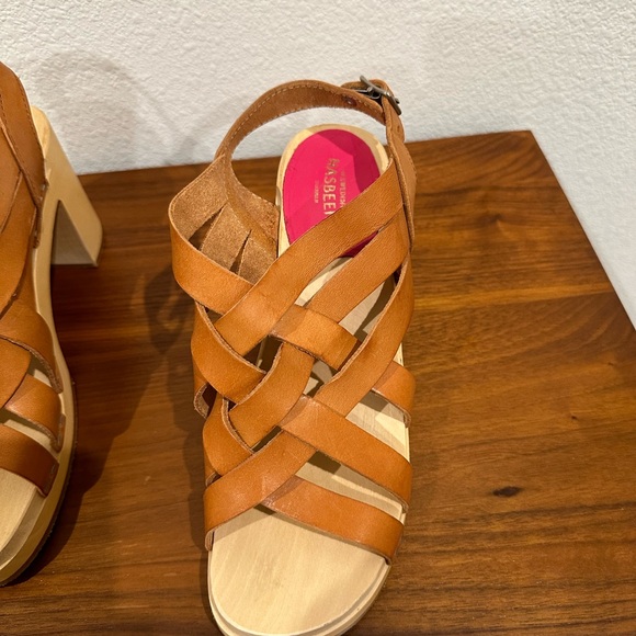 Swedish Hasbeens Vivi Platform Sandals Wooden Clog 37 70’s Retro - Picture 11 of 11